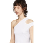 Telfar White Cropped Asymmetric Tank Top