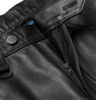 Blackmeans - Slim-Fit Appliquéd Leather Trousers - Black