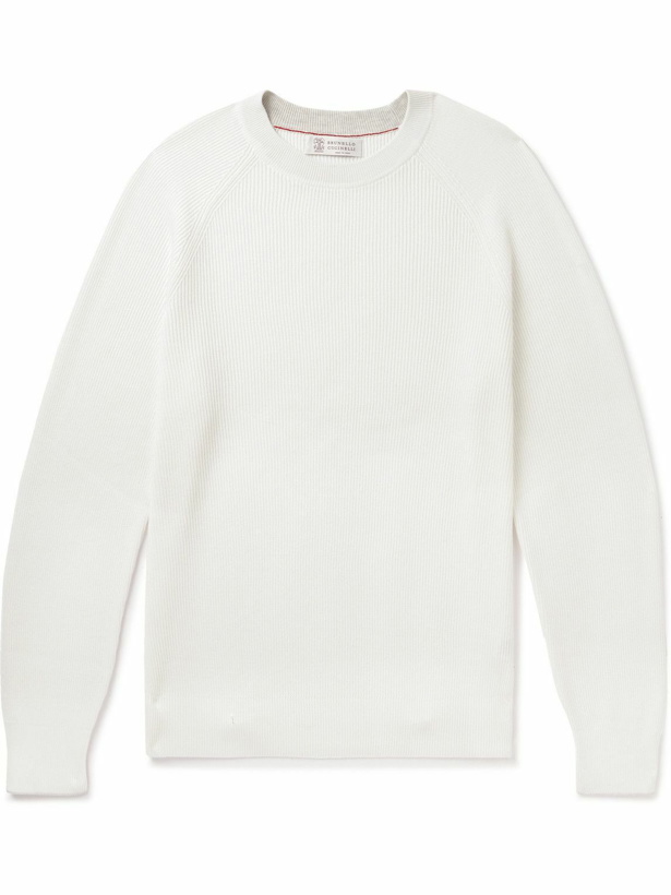 Photo: Brunello Cucinelli - Ribbed Cotton Sweater - White