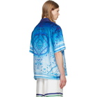 Casablanca Blue Egyptian Rug Camp Collar Short Sleeve Shirt
