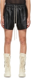 Rick Owens Black Penta Leather Shorts