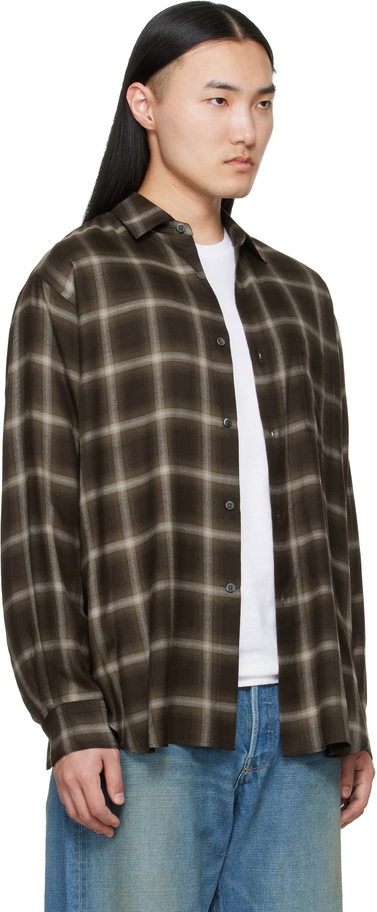 ssstein Brown Check Oversized LS Shirt