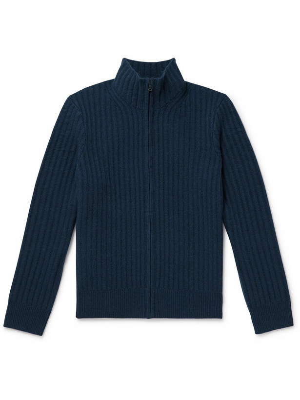 Photo: James Perse - Ribbed Cashmere Zip-Up Cardigan - Blue