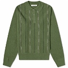 Wood Wood Men's Cooper Knit Long sleeve Polo Shirt in Olive