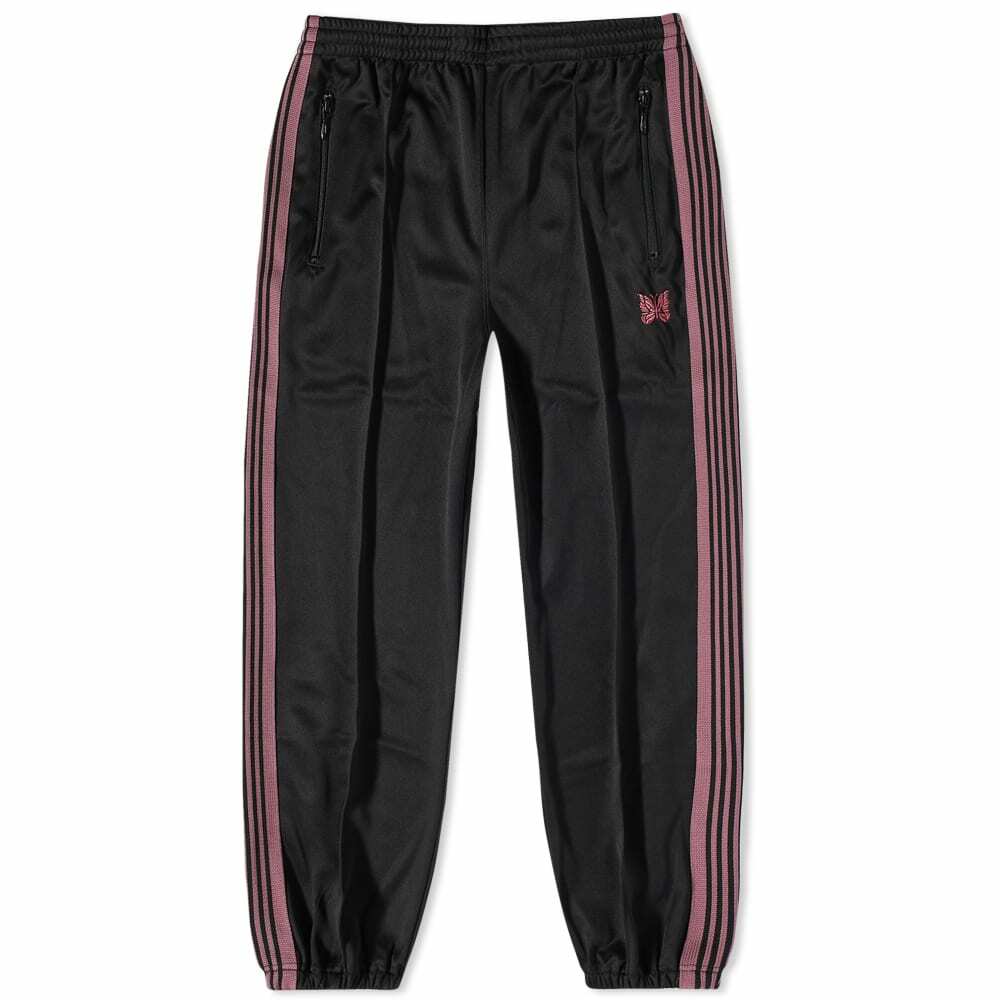 Needles Men's Poly Smooth Zipped Track Pant in Full Black Needles