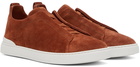 ZEGNA Orange Triple Stitch Sneakers