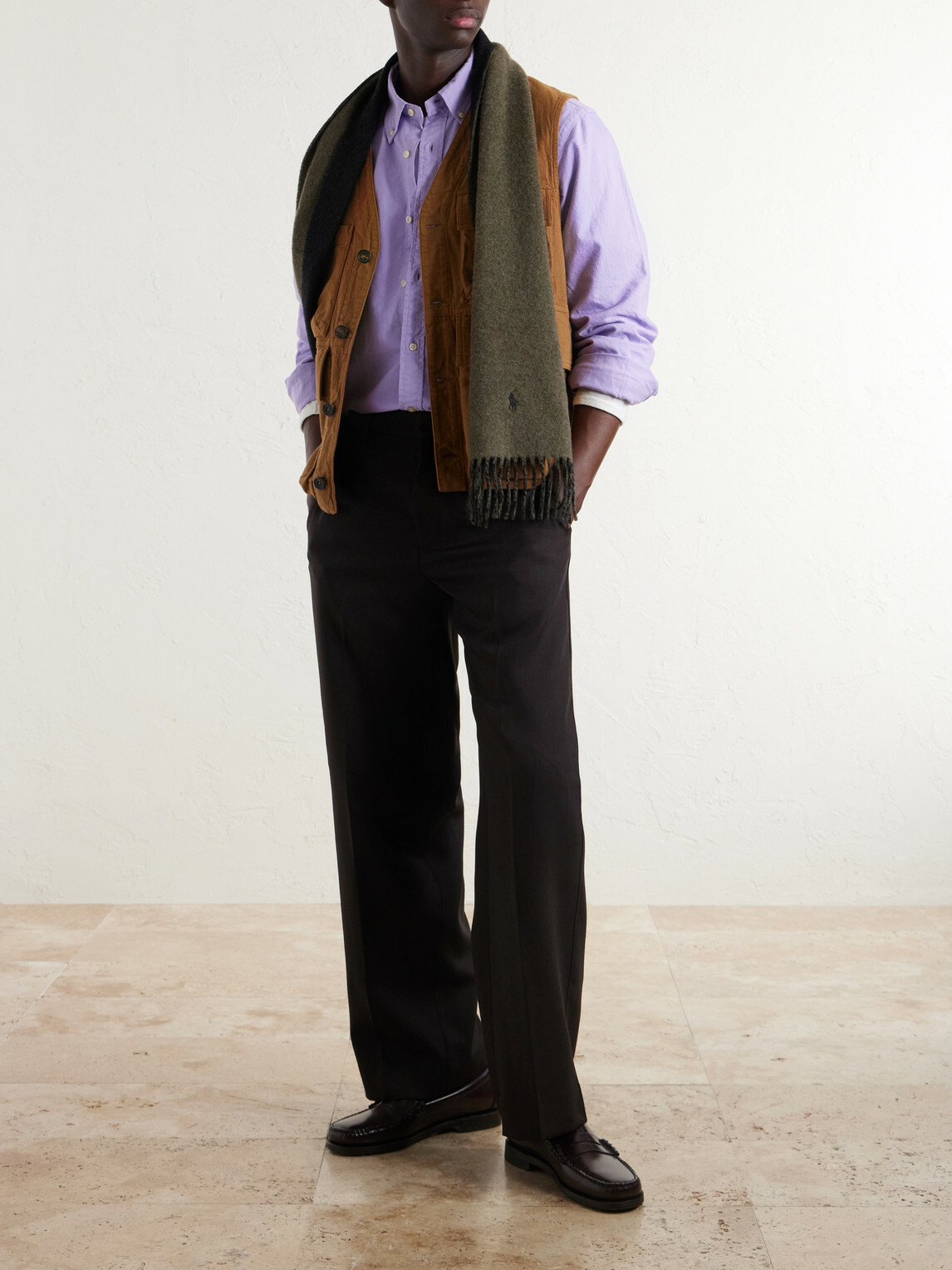 Polo Ralph Lauren - Fringed Logo-Embroidered Reversible Recycled Wool and Nylon-Blend Scarf
