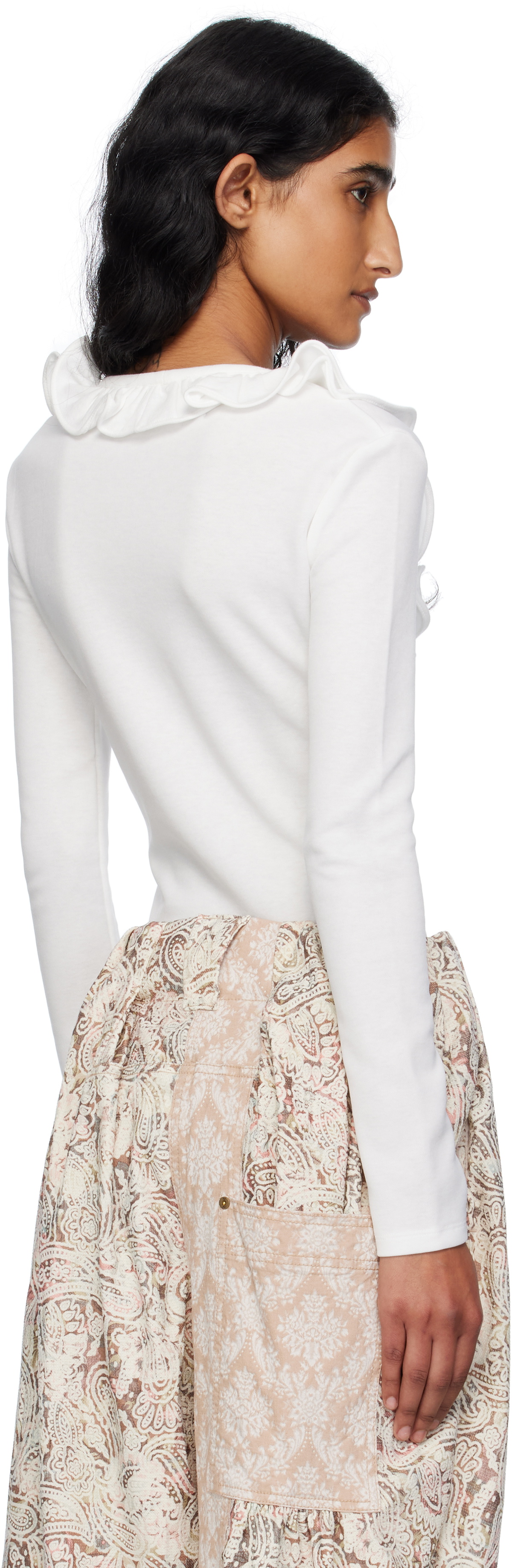OPEN YY White Ruffle Bodysuit