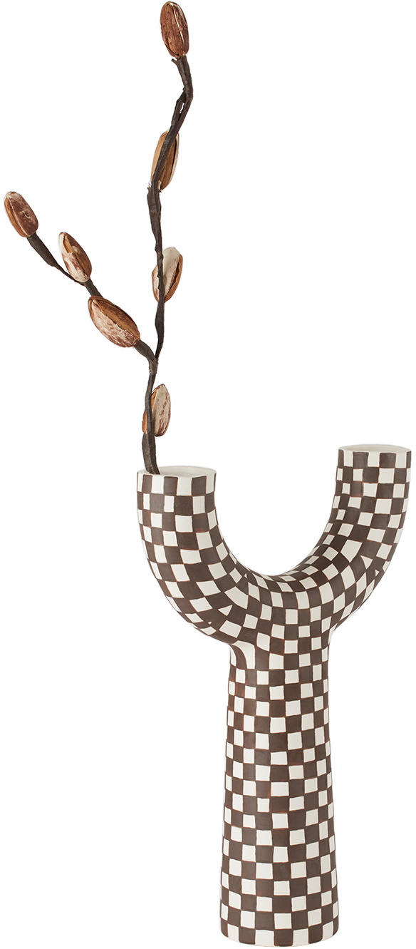 Mellow Brown & Off-White Gemini Vase