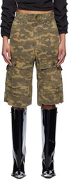 We11done Green Camo Vintage Shorts