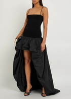 Stella Mccartney Asymmetric Bubble Knit and Shell Mini Dress Black