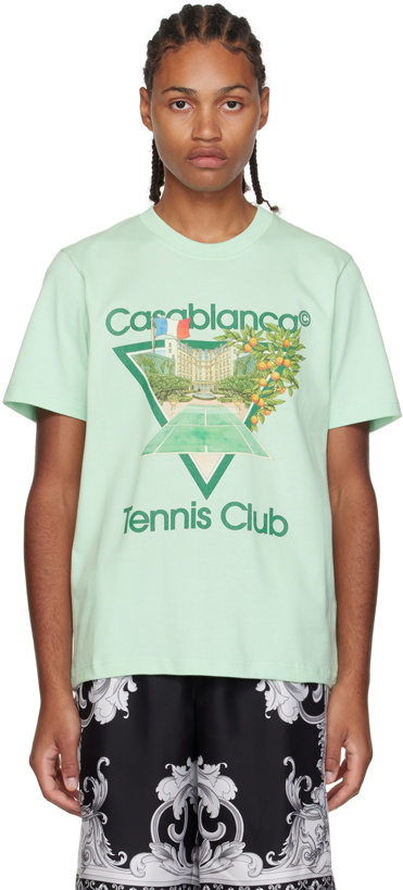 Photo: Casablanca SSENSE Exclusive Green Tennis Club Icon T-Shirt