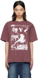 Y/Project Burgundy Rock Band Print Pinched Logo T-Shirt