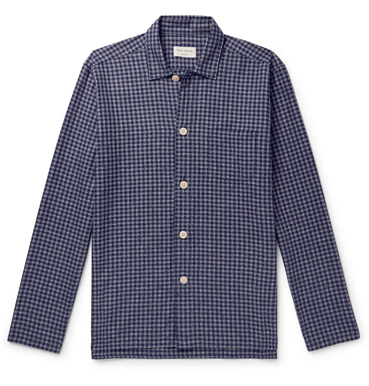Photo: Oliver Spencer Loungewear - Cannington Gingham Cotton Pyjama Shirt - Blue