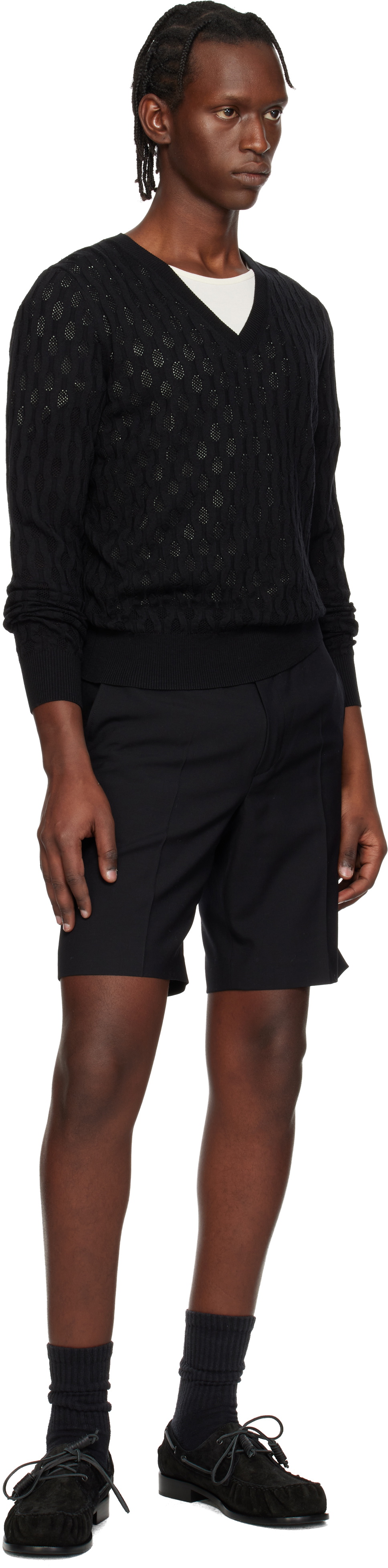 Dries Van Noten Black Open-Knit Sweater