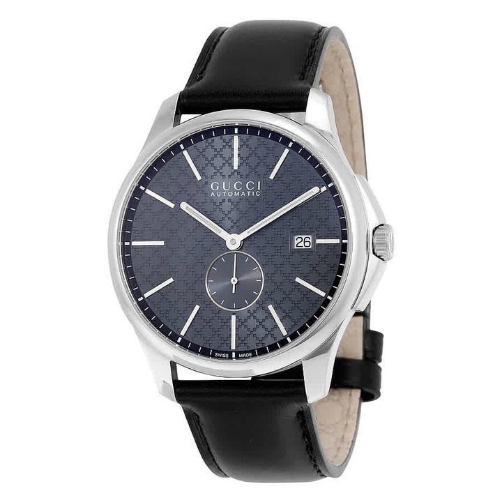 Photo: Gucci G-Timeless Automatic Grey Dial Black Leather Mens Watch YA126319