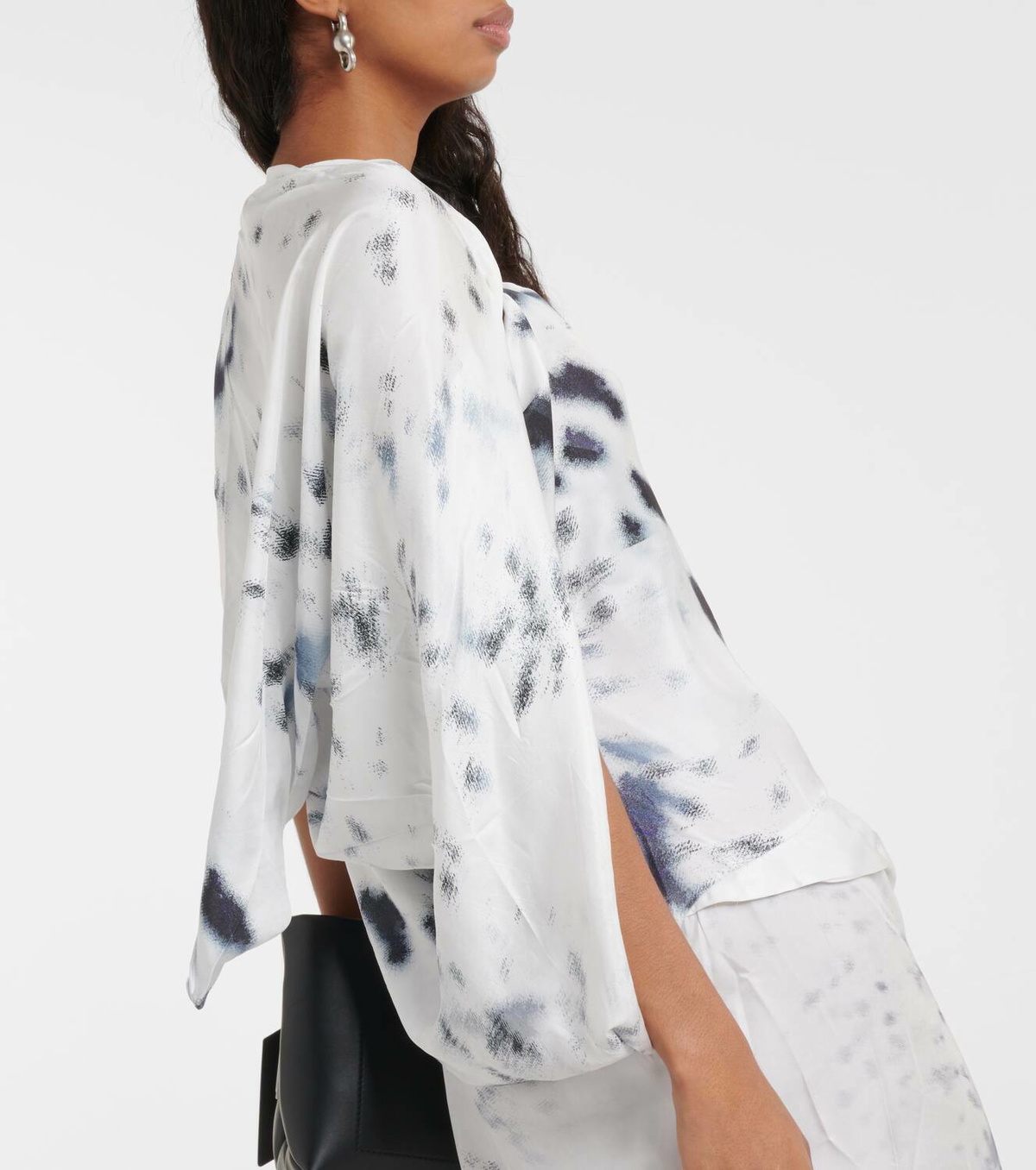 Jacques Wei Gathered printed satin midi dress