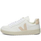 Veja Men's V-12 Leather Sneakers in Extra White/Sable