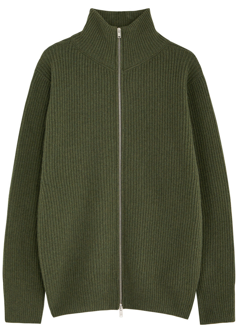 John Smedley Mallam Ribbed Cashmere-blend Cardigan Dark Green John