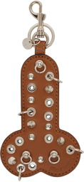 JW Anderson Brown Leather Studded Penis Keychain