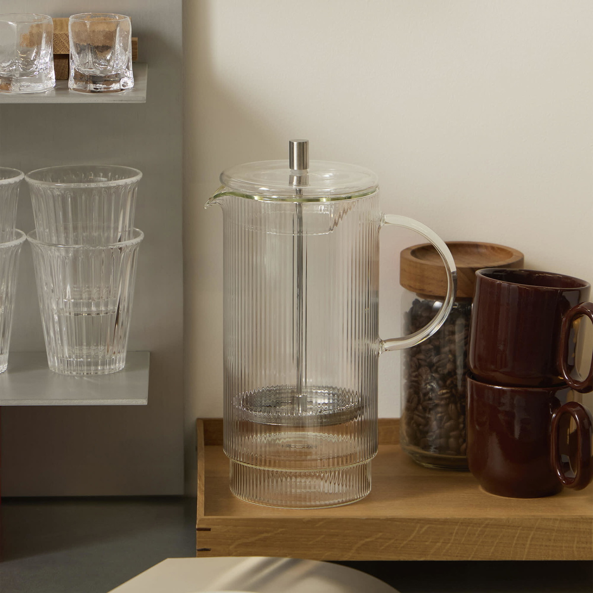 ferm LIVING Ripple Thermal French Press in Clear