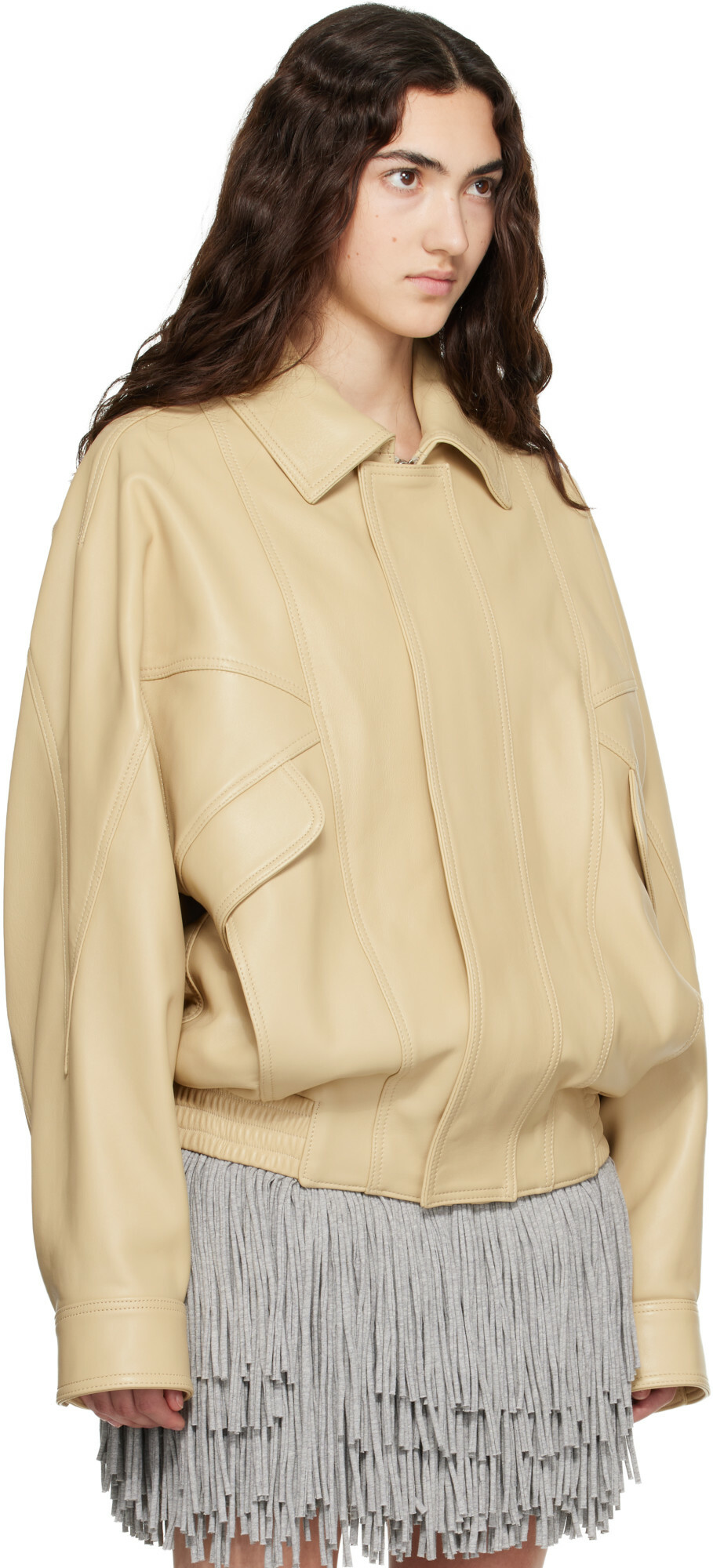 ABRA Yellow Leather Bomber Jacket