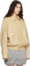 ABRA Yellow Leather Bomber Jacket