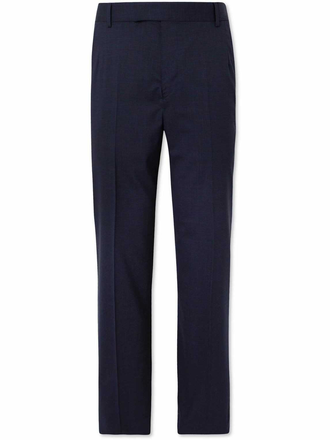 Dunhill - Slim-Fit Straight-Leg Checked Stretch-Wool Trousers - Blue ...