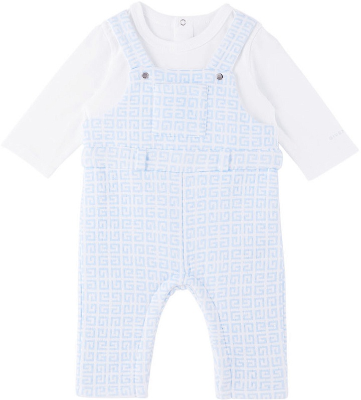 Photo: Givenchy Baby White & Blue 4G Jumpsuit