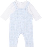 Givenchy Baby White & Blue 4G Jumpsuit