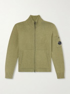 C.P. Company - Logo-Appliquéd Knitted Cotton Zip-Up Cardigan - Green