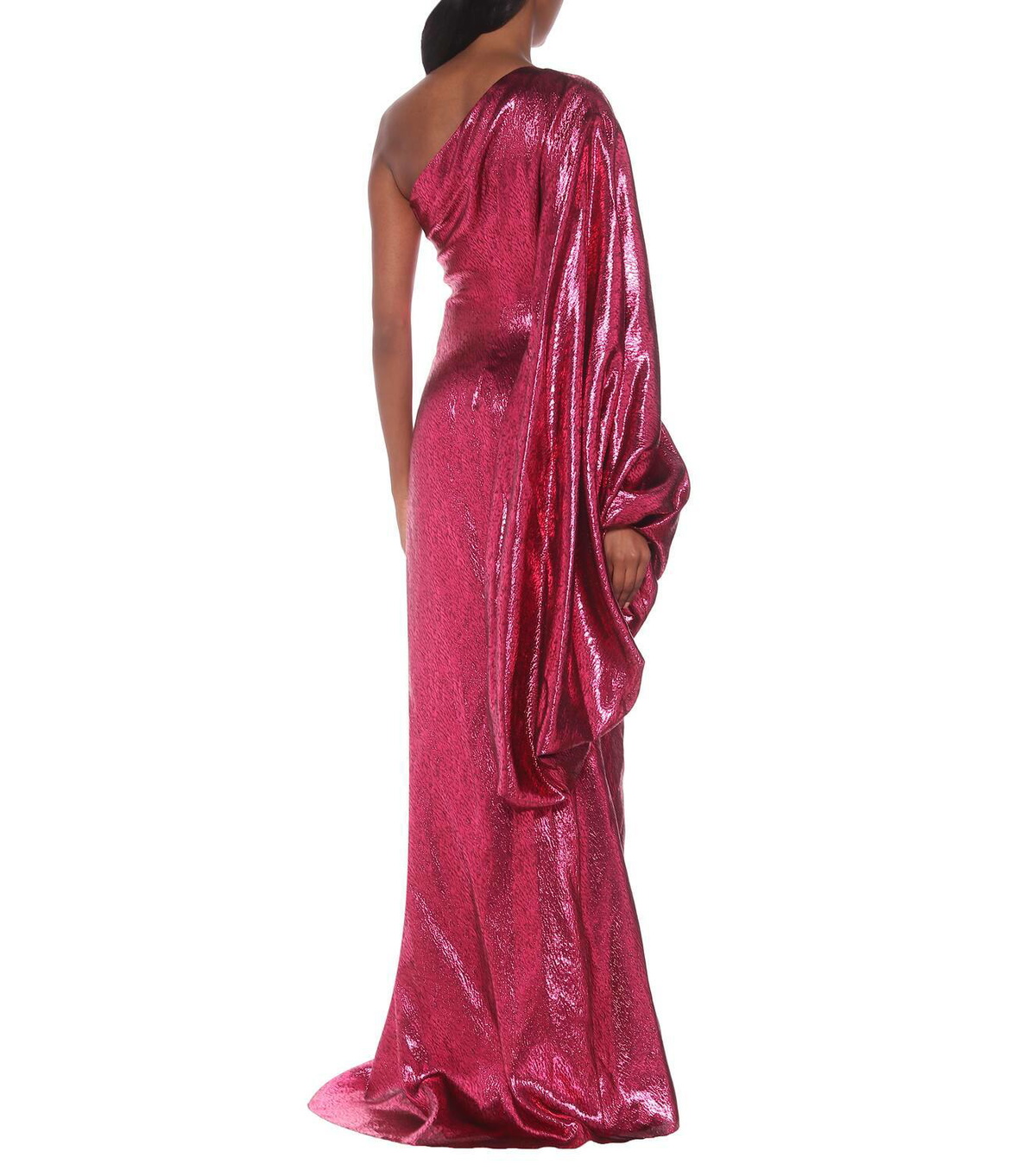 Halpern Metallic asymmetric gown