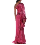 Halpern Metallic asymmetric gown
