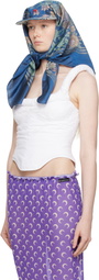 Marine Serre Blue Regenerated Silk Scarves Veiled Cap