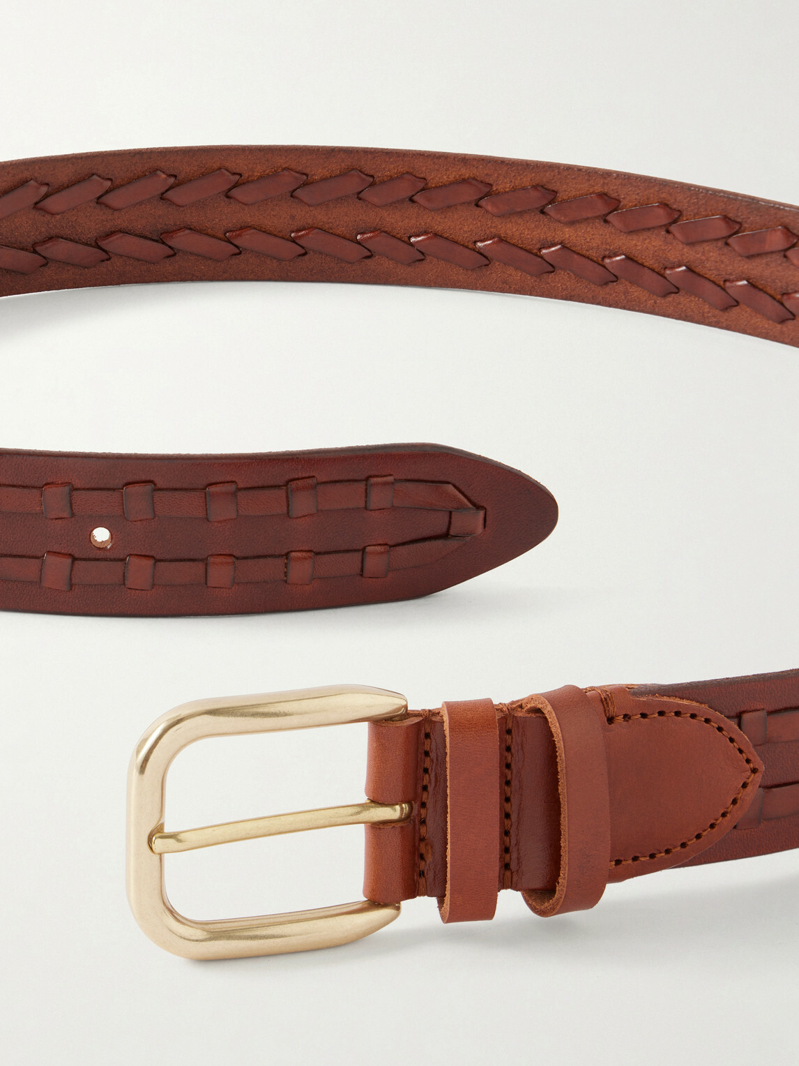 Mr P. - 3.5cm Woven Leather Belt - Brown