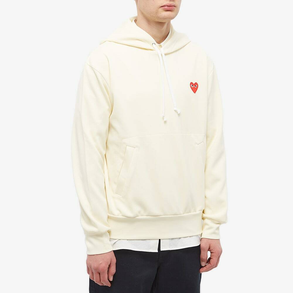 Comme des Garçons Play Men's Red Heart Pullover Hoodie in Ivory