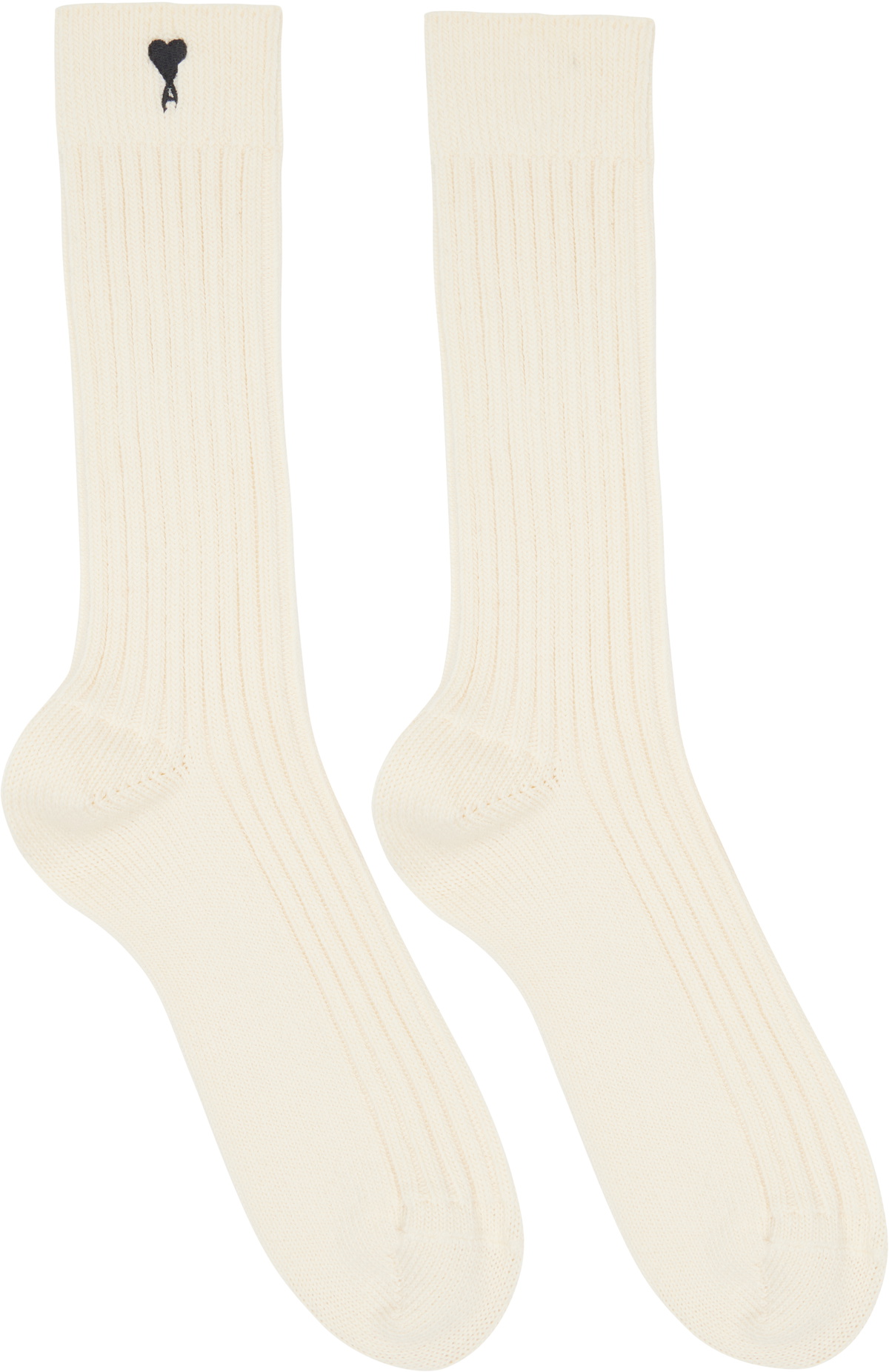 AMI Paris Three-Pack Off-White Ami De Coeur Socks