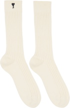 AMI Paris Three-Pack Off-White Ami De Coeur Socks