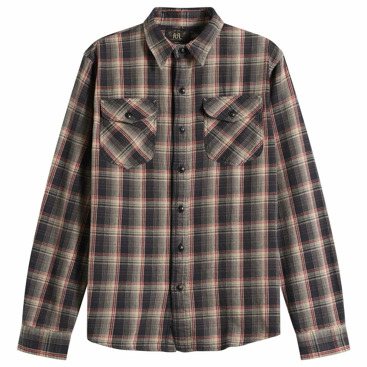 RRL Men's Jasper Check Shirt in Rl-810 Grey/Red