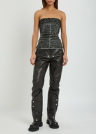 Rick Owens Motopants Panelled Leather Trousers Black