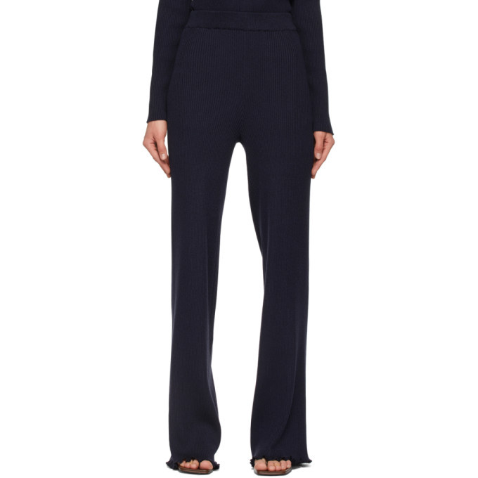 The Row Navy Silk Carmine Trousers The Row