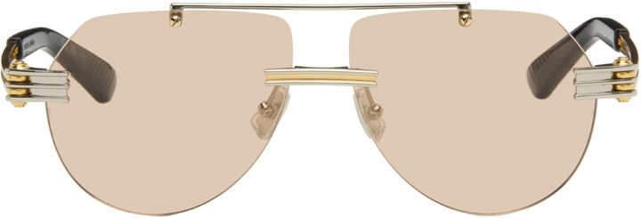 Photo: Bottega Veneta Gold Metal Pilot Navigator Sunglasses