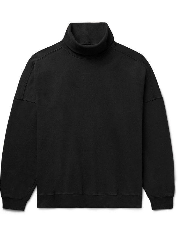 Photo: Monitaly - Garment-Dyed Cotton-Jersey Rollneck Sweatshirt - Black