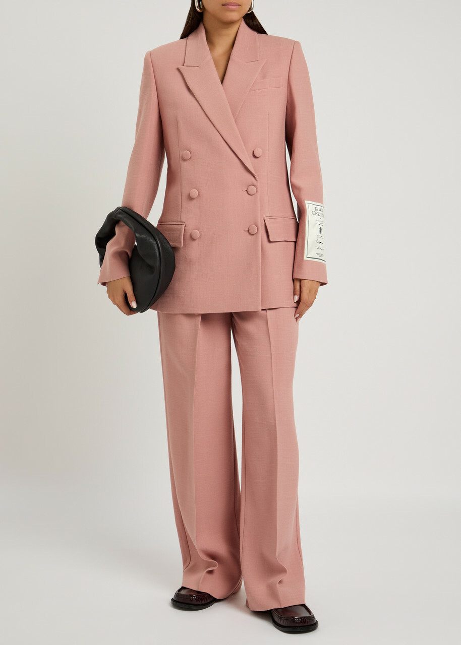 Erdem Wide-leg Twill Trousers Light Pink