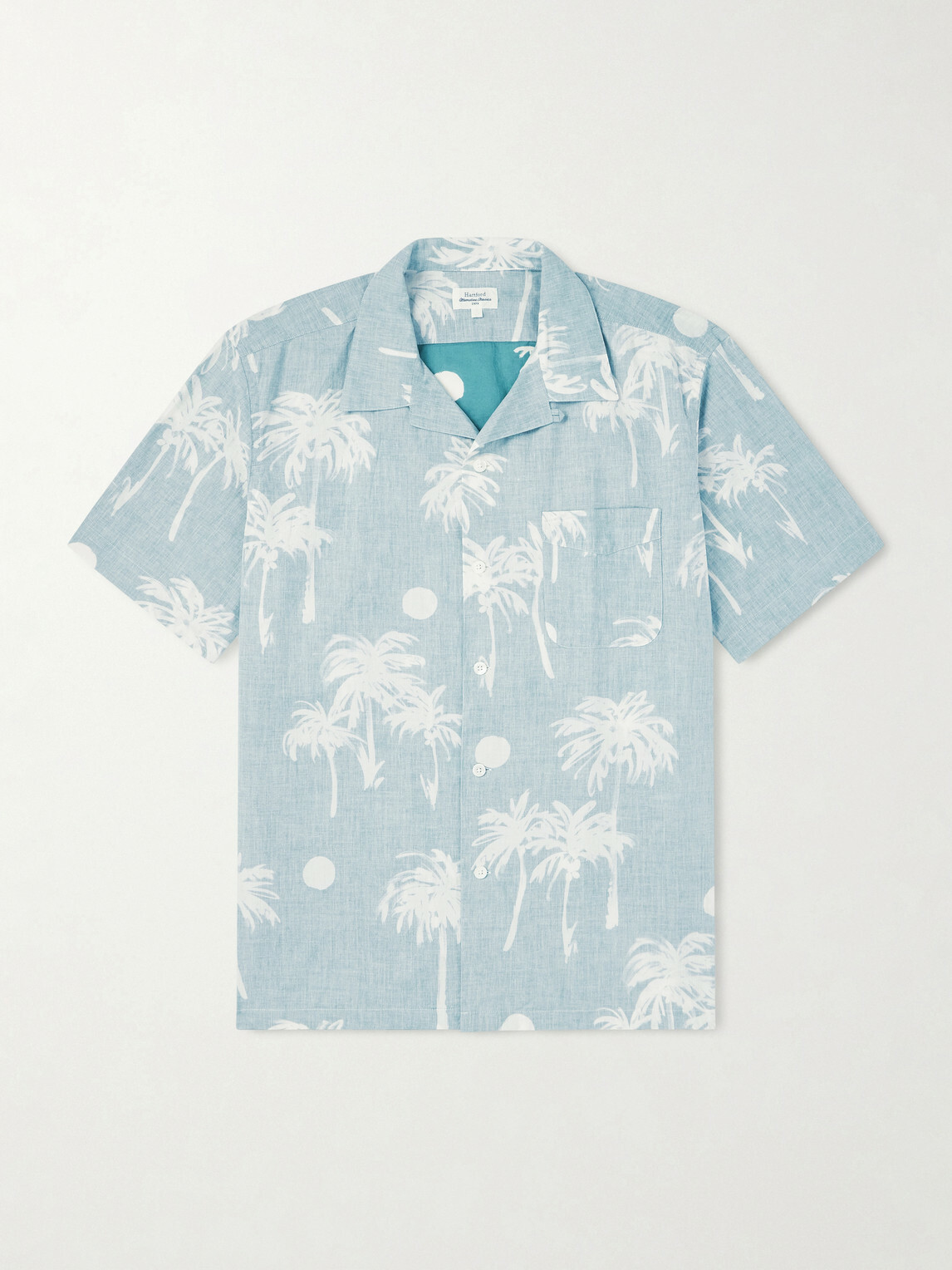 Hartford - New Palmito Convertible-Collar Printed Cotton Shirt - Green
