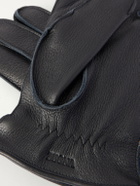 Zegna - Logo-Embossed Full-Grain Leather Gloves - Black