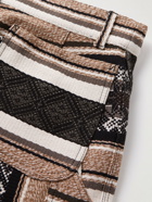 Sacai - Straight-Leg Belted Cotton-Jacquard Shorts - Neutrals