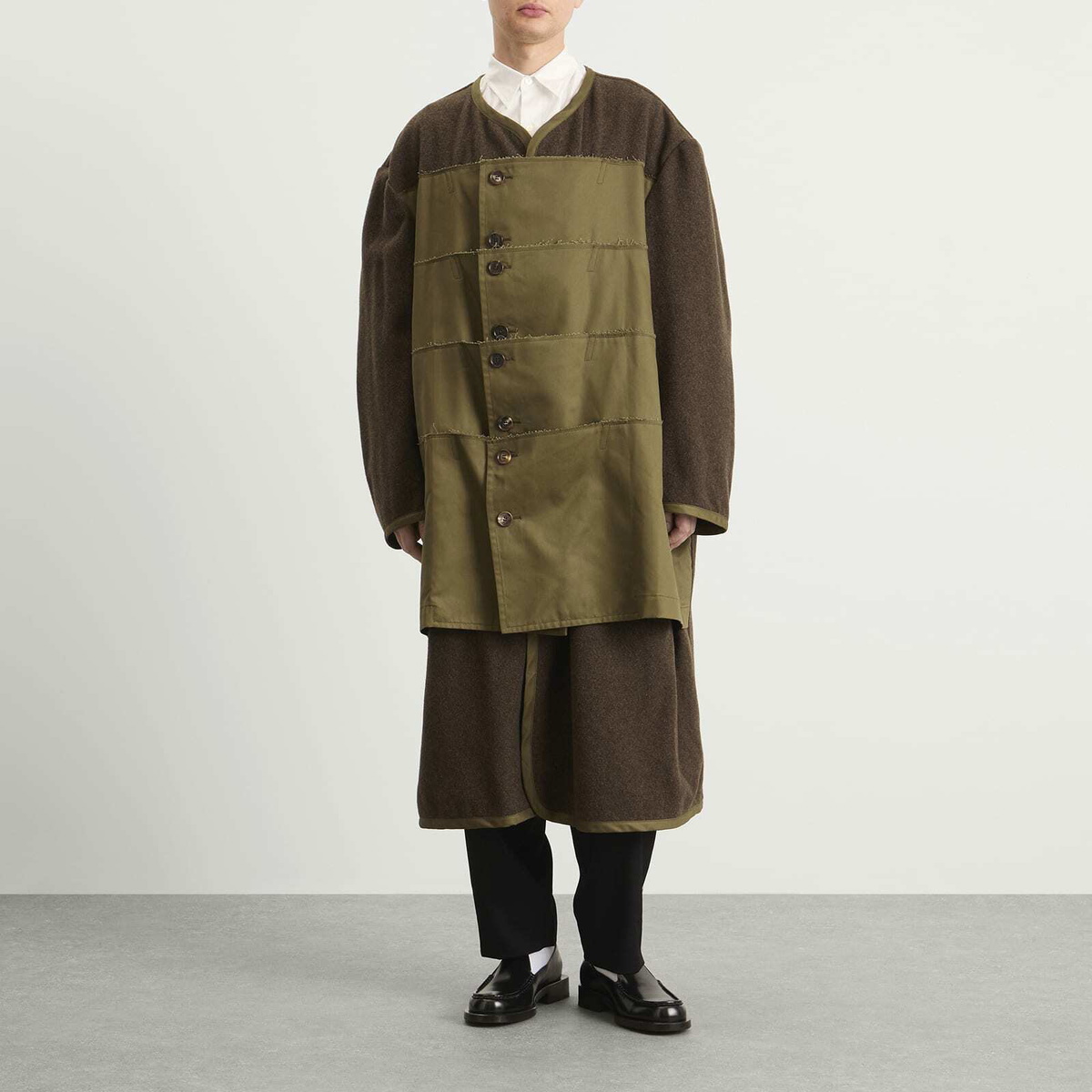 Comme des Garçons Homme Plus Men's Wool Long Line Coat in Khaki