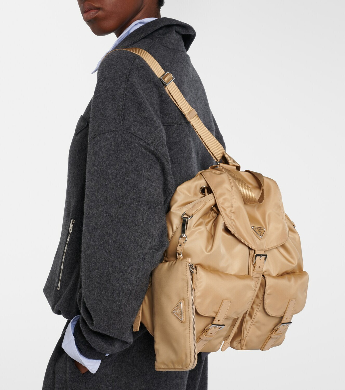 Prada Re-Nylon leather-trimmed backpack