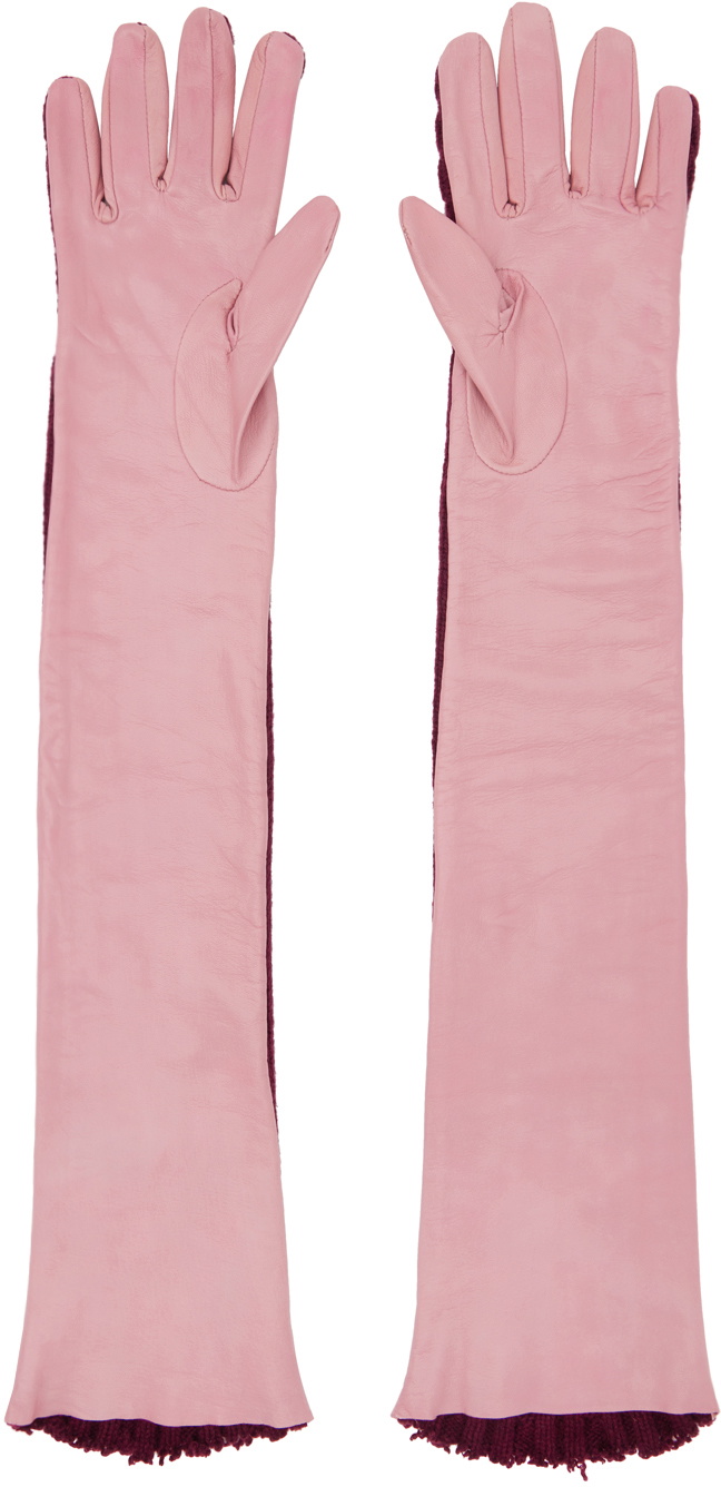 Julie Kegels SSENSE Exclusive Burgundy & Pink Andrea Gloves